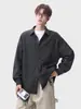 Camisa jeans casual oversized de cor sólida estilo americano, jaqueta de trabalho versátil de caimento solto, camisa de manga comprida para primavera