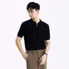 Camisa Polo de Punto para Hombre de Manga Corta de Verano Camiseta Casual con Media Cremallera y Cuello Camisero Top Casual de Color Sólido para Hombre