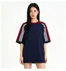 Camiseta de Algodón Puro Estilo Americano con Tres Rayas para Hombre y Mujer, Nueva de Verano, Peso Pesado, Corte Limpio, Juvenil, Holgada, Cuello Redondo, Manga Corta