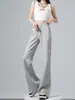 Pantalones acampanados grises para mujer, nuevos pantalones deportivos casuales de cintura alta para primavera-verano, pantalones de campana holgados estilo americano para estilizar