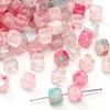 6x Contas quadradas acrílicas de 6mm brilhantes transparentes bicolores contas soltas material para pulseira de miçangas DIY feita à mão acessórios para pulseira