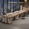 Escritorio de computadora para salas de reuniones de personal, mesa de reuniones moderna minimalista con mampara para estaciones de trabajo de computadora de múltiples empleados