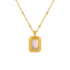 Colar Quadrado Fashion em Aço Titânio com Coração Cravejado de Diamantes para Mulheres, Acessório Pingente Borboleta Dourada Olho de Gato Estilo Coreano Ins