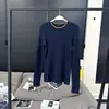 Camisa de Punto Ahi Manga Larga para Mujer Nuevo Estilo Coreano Ajustada Combinación de Colores Agradable a la Piel Nuevo Color Camisa Básica de Punto Moderna