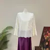 Nova Camisa de Base Simples Plissada de Veludo com Tendência Nacional Estilo Chinês Outono 2026 Nova Gola Redonda Cor Sólida Versátil Top Pequeno