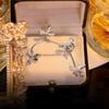 Douyin Mismo Estilo Lazo Incrustado de Diamantes Colgante de Oreja Clip para la Oreja Diseño Nicho Temperamento Suave Aretes Combinables