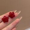 Pendientes vintage estilo Hong Kong con pintura al óleo color vino tinto, elegantes y de alta gama, sencillos, ligeros y de lujo, que combinan con todo.