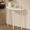 Mesa consola de entrada ultraestrecha de madera maciza nórdica contra la pared, mesa de entrada semicircular para uso doméstico en la sala de estar o el pasillo, mesa de arte de hierro
