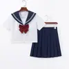 Traje de marinero de comercio exterior transfronterizo, atuendo universitario auténtico estilo japonés original, cuello azul marino, uniforme JK blanco de dos piezas, conjunto básico