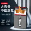 B08 Tamaño Mediano 20 Cigarrillos Estuche para Cigarrillos Encendedor Integrado Encendedor de Doble Arco Ultra-delgado Resistente al Viento Caja de Almacenamiento Portátil