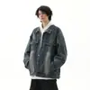Chaqueta de Mezclilla Estilo Callejero Desgastada Retro para Hombre Primavera Otoño Moderna Holgada Versátil Casual Cuello Solapa Ropa de Trabajo Ropa de Abrigo para Hombre