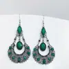 Pendientes de Gota Retro Europeos y Americanos Transfronterizos Pendientes Largos Huecos Tallados Étnicos Bohemios Joyería