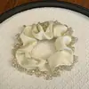 Scrunchie de Cetim com Borda de Cristal Feito à Mão de Alta Qualidade para Mulheres, Novo Acessório de Cabelo da Celebridade da Internet Coreana, Elástico de Cabelo, Flor de Cabelo para Mulheres