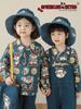 Conjunto de Niñas Serie Perro Estrella Wulibu: Camisa de cuello para niños de primavera y otoño con bordado de dibujos animados y overol de mezclilla