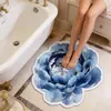 Alfombrilla de baño de tierra de diatomeas con diseño floral visual 3D más vendida, alfombra absorbente para la entrada del baño, alfombrilla antideslizante para la zona de la ducha