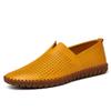 Sapatos de couro plus size transfronteiriços tamanho 49 sapatos de feijão respiráveis masculinos primavera primeira camada de couro bovino um pedal sapatos de couro oco tamanho 47
