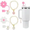 (2+2) Cubierta de Popote de Flor para Accesorios de Taza Stanley 10 mm Silicona Reutilizable