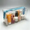Bolsa de maquillaje transparente de PVC personalizada, bolsa de almacenamiento impermeable de gran capacidad, bolsa con cremallera, bolsa portátil para almacenamiento de artículos de tocador de viaje