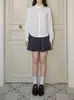 Camisa Francesa de Cuello Superpuesto/Camisa de Manga Larga con Cuello de Muñeca de Acetato de Tencel Top de Manga de Linterna para Mujer