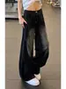 Pantalones vaqueros de hombre deconstruidos plisados, corte recto holgado, pierna ancha curva, pantalones de estilo americano de alta costura, marca de moda, pantalones largos geniales y versátiles