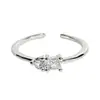 Anillo Abierto Apilable de Múltiples Piezas con Diamantes de Corte Marquésa y Circonitas, Estilo Minimalista Etéreo de Nicho para Mujer