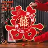 Pegatinas grandes de terciopelo rojo "doble felicidad" para decoración de bodas, arreglo de habitación de bodas, pegatinas 3D de personaje de doble felicidad para puertas y ventanas