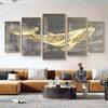 Pintura Decorativa Moderna para Sala de Estar al por Mayor Personalizada de Cinco Paneles para Colgar Lienzo Pintado con Aerosol Póster Núcleo de Pintura Mural Simple