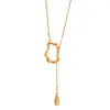 Moda de Joyería Transfronteriza Europea y Americana Collar de Serpiente Cuadrado Metálico Irregular Cadena para Clavícula con Colgante Simple de Gota de Agua CCB
