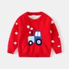Suéter para niños al por mayor para niños otoño e invierno top de lana suéter de cuello redondo para bebé patrón de dibujos animados camiseta básica al por mayor