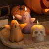 Molde de silicona para velas de aromaterapia, diseño de amapola, Halloween, con forma de calavera fantasma, 3D, estéreo, abrasivo, yeso, bricolaje
