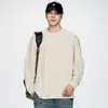 Roupas Masculinas Fengshe / Nova Camiseta de Manga Longa para Homens Primavera 2026, Estilo Japonês Cor Sólida Pulôver Gola Redonda Camiseta Básica