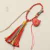 Pieza de Mango Trenzado Hecha a Mano Cuerda Borla de Algodón Color Calabaza Pequeña Colgante Estilo Étnico DIY Accesorios para Bolsos