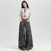 Ropa de Mujer de Seda Naranja # Camuflaje Chica Americana Sexy Cintura Alta Pierna Ancha Pantalones Casuales Nuevo Otoño Mujer High Street Slim Pantalones para Barrer el Piso