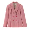 Comercio Exterior Transfronterizo Ropa de Mujer Otoño e Invierno 2025 Estilo Europeo y Americano Blazer Cruzado de Sarga Espiga para Mujer B129741