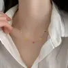 Exquisito y de Alta Calidad Hierba de la Fortuna Collar de Circonita Multicolor para Mujer Cadena de Clavícula Ligera de Lujo Simple Cadena de Collar Elegante Versátil