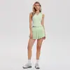 Traje Deportivo Transfronterizo para Mujer, Camiseta sin Mangas, Top de Golf, Chaleco, Falda de Tenis con Plumas, Conjunto de Dos Piezas para Correr y Fitness