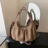 Bolsa Tote de Lona Grande Capacidade com Bolinhas Estilo Coreano 2026 Nova Bolsa de Ombro Versátil Feminina
