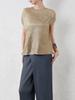 Camiseta Miyake Design Sense Bronzing Niche Chic de manga corta con pliegues y cintura, corte entallado, adelgazante y cuello redondo para mujer