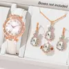 Reloj Estrella de Comercio Exterior Transfronterizo para Mujer, Correa de Cuero Incrustada con Diamantes, Esfera Digital, Reloj de Cuarzo, Conjunto de Relojes de Pulsera Modernos y de Alta Apariencia