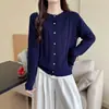 Cardigan Chaqueta de Punto Trenzado Holgado Adelgazante Estilo Coreano Nuevo Primavera/Otoño Mujer Cuello Redondo Versátil Casual Top de Punto