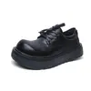 Zapatos de Cuero Redondos de Estilo Retro Transfronterizos para Hombre, Zapatos de Trabajo Versátiles y de Moda Estilo Coreano, Zapatos con Suela Ligera para Aumentar la Altura y Dedo Gordo del Pie, Zapatos Formales con Cordones