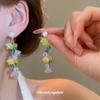 Pendientes de borla de cristal de lirio de color dopamina para mujer, pendientes de temperamento fresco y dulce, de moda que combinan con todo.