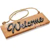 Placa de Boas-Vindas para Porta da Frente-Placa de Decoração para Casa de Madeira e Metal para Varanda Frontal Escritório