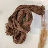 Lenço Longo de Poá Preto e Branco com Textura Plissada Feminino Estilo Delicado de Nicho Leve de Seda Lenço Decorativo de Gaze para Uso Diário