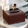 Caixa de Lenços Simples de Couro Preto para Quarto de Casa Multifuncional Caixa de Lenços Cosméticos Caixa de Armazenamento para Itens Pequenos Venda por Atacado