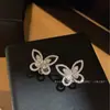 Pendientes de Mariposa Fantasma Versión Alta Gejia Versión Seiko V Oro Pendientes Completos de Diamante Doble Capa Estéreo Pendientes de Moda Europeos y Americanos