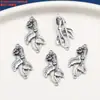 Plata de Ley S925 Calabaza de Cinabrio Flor Pequeña Hojas Anillo Doble Accesorios Retro Viejo DIY Hecho a Mano Material para Abalorios Joyería