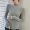 Suéter de Cashmere Meia-Gola Pronto para Vestir Linha de Frente para Mulheres 100% Cashmere Puro Listrado Aparência Emagrecedora Tricô Suéter Básico
