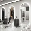 Espejo de peluquería moderno, espejo para cortar el pelo, iluminación de salón, espejo de una cara para cortar y peinar, diseño simple y lujoso