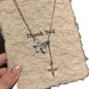 Collar con borla de mariposa y perla degradada de cristal de hielo para mujer, cadena de clavícula exquisita de alta gama de verano, cadena de cuello con especias frescas y dulces.